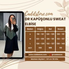 Dr Kapüşonlu Haki Sweat Elbise