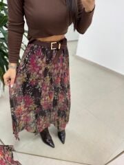 Mc 7097 Üçgen Parçalı Simli Rose Etek