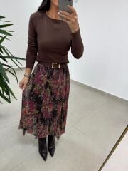 Mc 7097 Üçgen Parçalı Simli Rose Etek