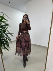 Mc 7097 Üçgen Parçalı Simli Rose Etek