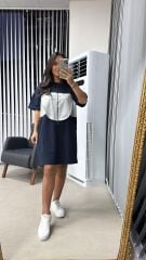 Sg Fermuar Detaylı Gri-Laci Elbise