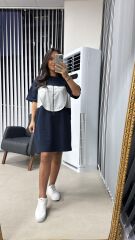 Sg Fermuar Detaylı Gri-Laci Elbise