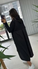 Dr Kapüşonlu Sarı Fermuarlı Sweat Elbise