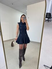 Tp 2974 Apoletli Vatkalı Laci Elbise