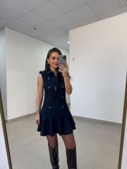 Tp 2974 Apoletli Vatkalı Laci Elbise