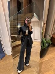 La 25185 Kapitone Bel Lastik Detaylı Antrasit Takım