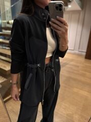 La 25185 Kapitone Bel Lastik Detaylı Antrasit Takım