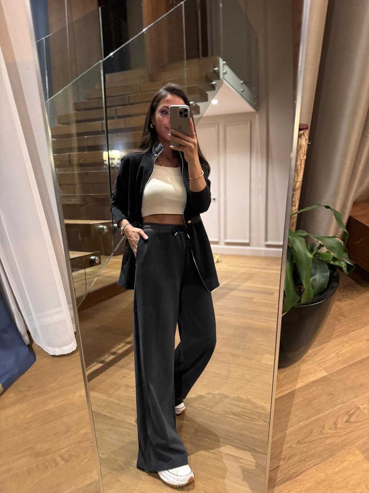 La 25185 Kapitone Bel Lastik Detaylı Antrasit Takım