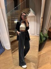 La 25185 Kapitone Bel Lastik Detaylı Antrasit Takım