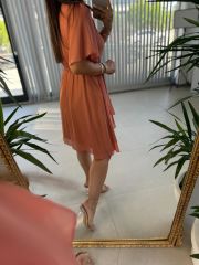 Mc 5723 Waist Buttoned Onion Skin Chiffon Dress