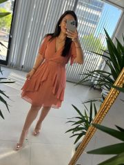 Mc 5723 Waist Buttoned Onion Skin Chiffon Dress