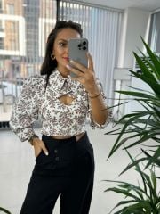 Sg Tasarım Astarlı Kahve Geçişli Bluz