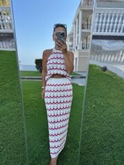 Sv 024325 Fuşya Zikzaklı Etekli Triko Takım