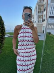 Sv 024325 Fuşya Zikzaklı Etekli Triko Takım