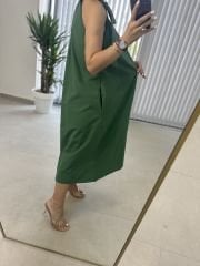 Halter Neck Green Tie Up Dress