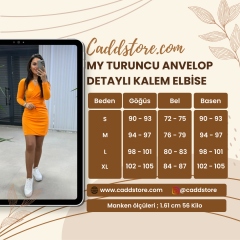 My Turuncu Anvelop Detaylı Kalem Elbise