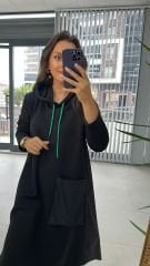 Grünes Sweatkleid mit Reißverschluss von Dr