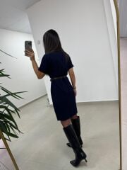 Mc 5083 Laci Düğme Detaylı Kemerli Elbise