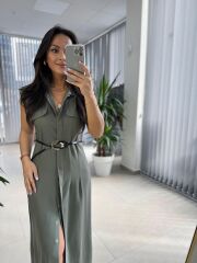 Fw 8130 Simba Tensel Kemerli Haki Elbise