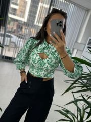 Sg Tasarım Astarlı Yeşil Geçişli Bluz