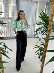 Sg Tasarım Astarlı Yeşil Geçişli Bluz