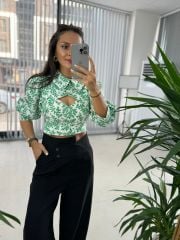 Sg Tasarım Astarlı Yeşil Geçişli Bluz