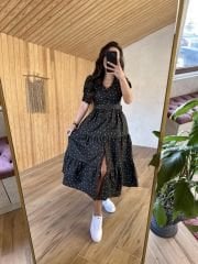 My 3025 Siyah poplin puantiyeli elb