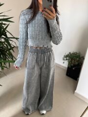 Dm 4003 Antrasit Yıkamalı Palazzo Pantolon