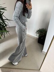 D&m 4003 Antrasit Yıkamalı Plazzo Pantolon