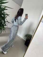 Dm 4003 Antrasit Yıkamalı Palazzo Pantolon