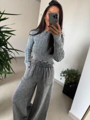 Dm 4003 Antrasit Yıkamalı Palazzo Pantolon