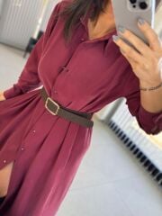 Fw 8185 Lina Bordo Gömlek Elbise