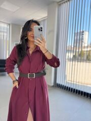 Fw 8185 Lina Bordo Gömlek Elbise