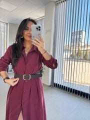 Fw 8185 Lina Bordo Gömlek Elbise