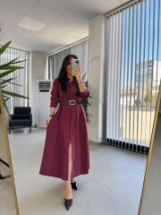 Fw 8185 Lina Bordo Gömlek Elbise