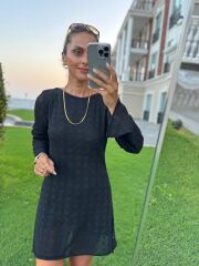 Sv 024318 Sırt Dekolteli Triko Siyah Elbise