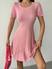 Sv 024314 Pembe Triko Elbise