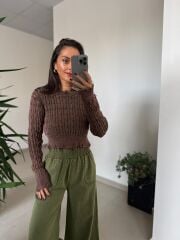 Dm 4003 Haki Yıkamalı Palazzo Pantolon