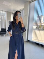 Fw 8185 Lina İndigo Gömlek Elbise