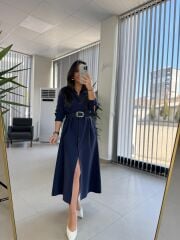 Fw 8185 Lina İndigo Gömlek Elbise