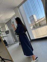 Fw 8185 Lina İndigo Gömlek Elbise