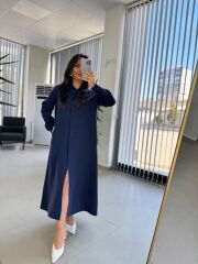 Fw 8185 Lina İndigo Gömlek Elbise