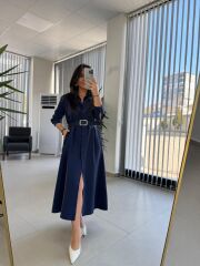 Fw 8185 Lina İndigo Gömlek Elbise