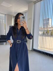 Fw 8185 Lina İndigo Gömlek Elbise