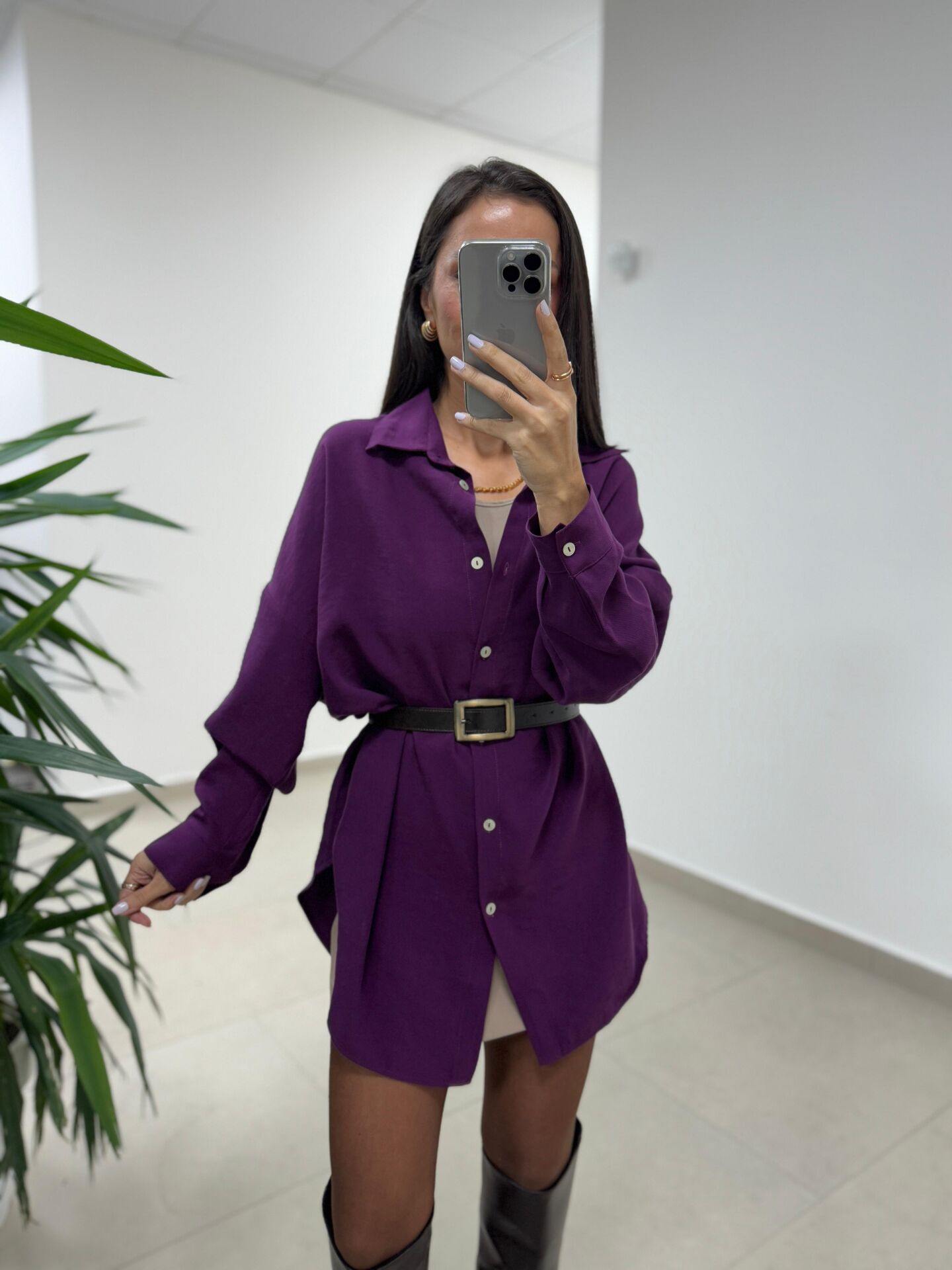 Ms 79377 Mor Oversize Gömlek