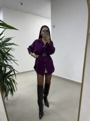 Ms 79377 Mor Oversize Gömlek