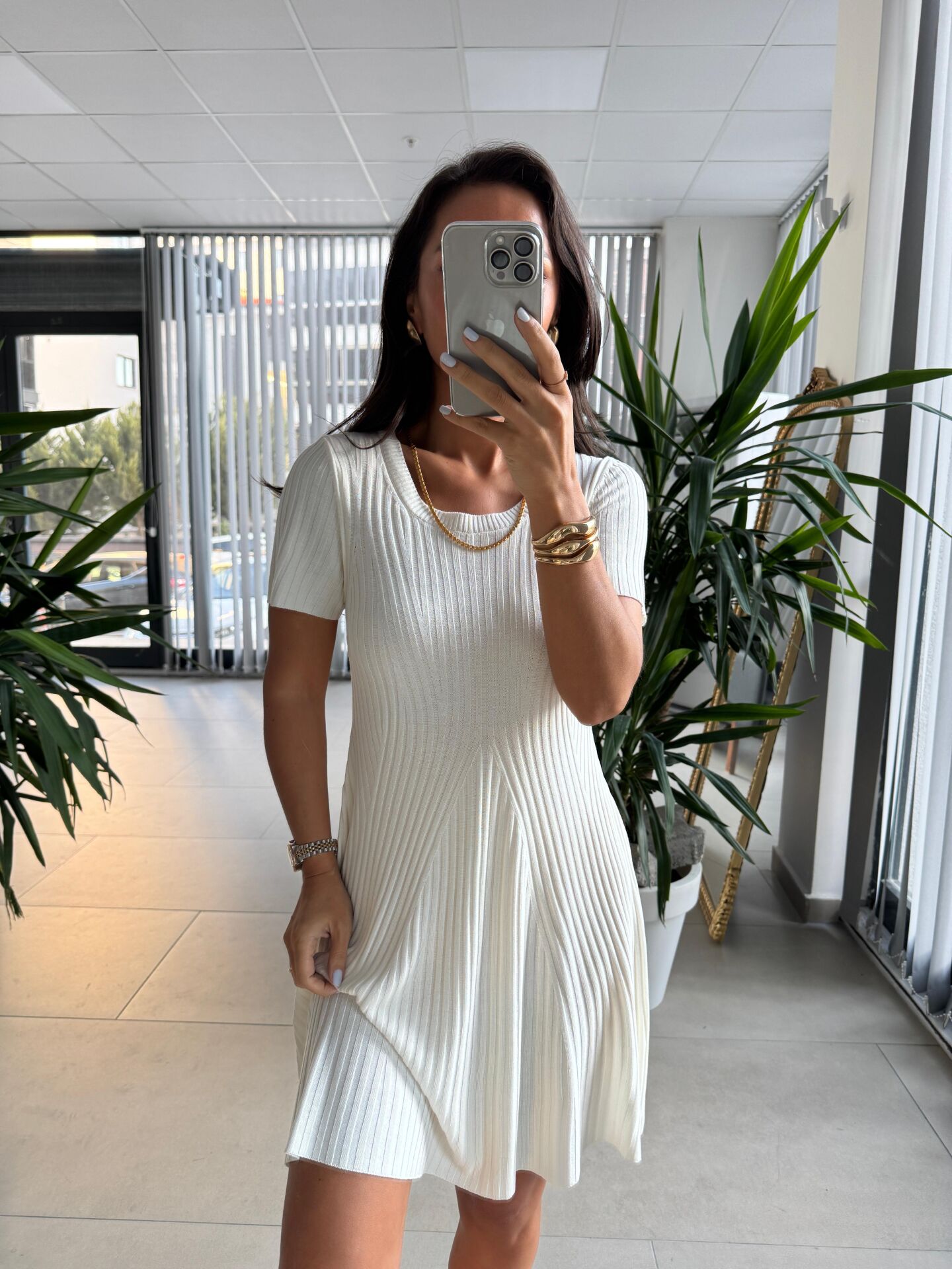 Sv 024314 Ekru Triko Elbise