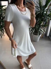 Sv 024314 Ekru Triko Elbise