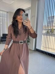 Fw 8185 Lina Kahve  Gömlek Elbise