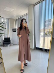 Fw 8185 Lina Kahve  Gömlek Elbise